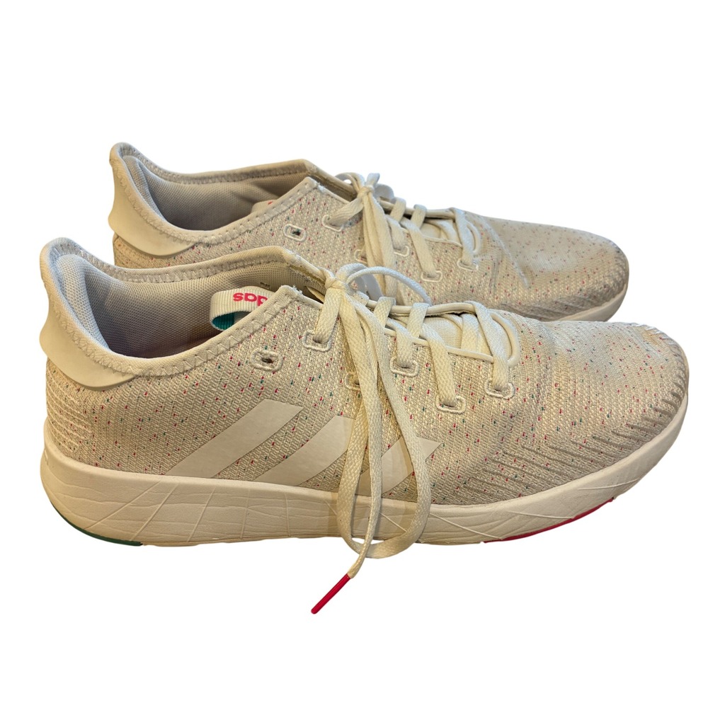 Adidas Cloudfoam Running Shoes Womens 9.5 Cream Excellent Confetti Knit Sneaker